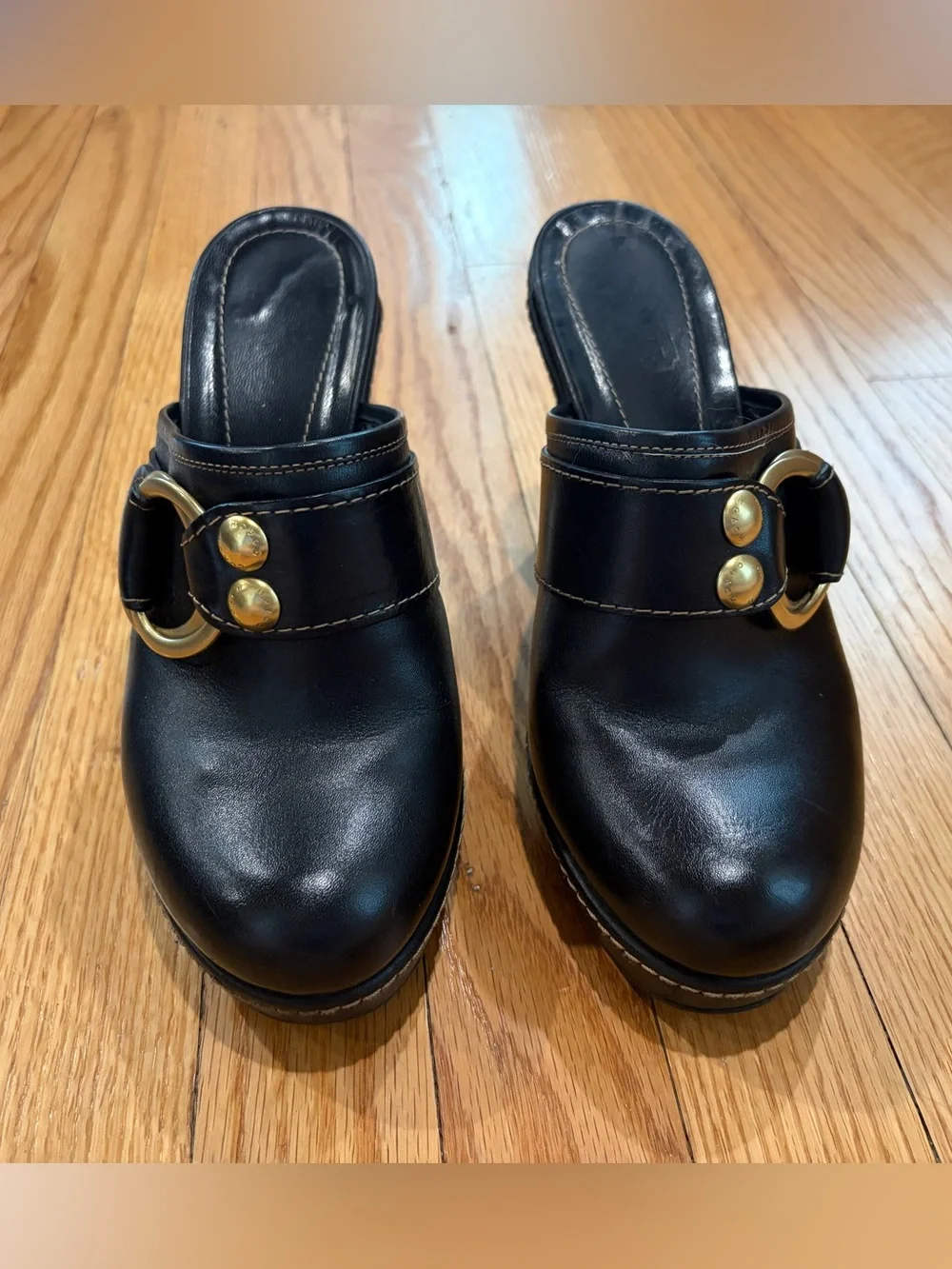Black Coach Clogged Heels